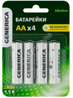 Элемент питания алкалиновый AA/LR6 Alkaline (блист.4шт) GENERICA ABT-LR06-ST-L04-G - Интернет-магазин СМАРТЛАЙФ