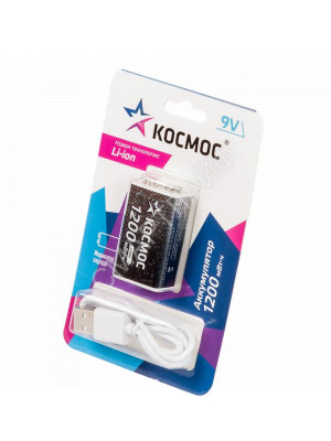 Аккумулятор крона Li-ion 9В 1200мАч (блист.1шт) КОСМОС KOCLi9V1200mAh1BL - Интернет-магазин СМАРТЛАЙФ