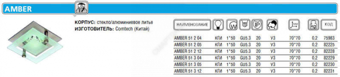 Светильник AMBER 51 2 04 Комтех CH917001 - Интернет-магазин СМАРТЛАЙФ