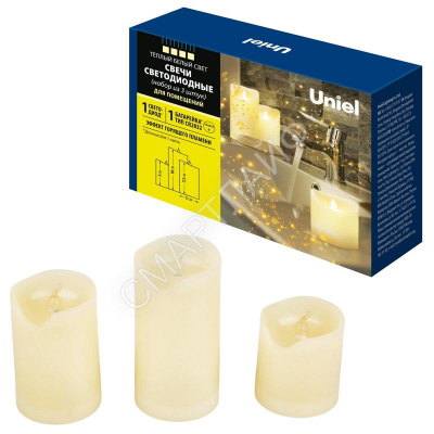 Фигура ULD-F060 WARM WHITE CANDLE SET3 "Свеча" на батарейках CR2032 (в/к) 1 LED тепл. свет (уп.3шт) Uniel UL-00008593 - smartlife-ural.ru – Екатеринбург